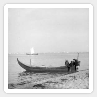 Boys playing in a fishing boat - 1920's Sticker